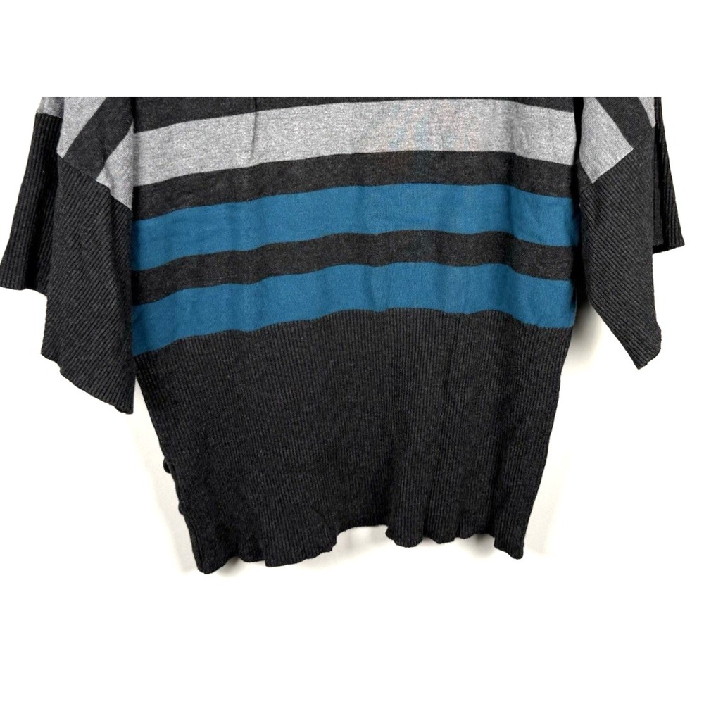 Cable & Gauge Womens Gray Blue Stripe 3/4 Sleeve Dolman Side Button Top Womens L - Picture 9 of 12